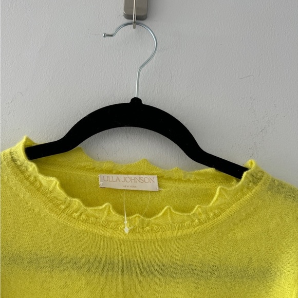 ULLA JOHNSON Lotta Ruffled Cashmere Sweater Top in Yellow - Picture 6 of 7